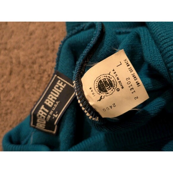 Vintage Robert Bruce Long Sleece V-Neck Sweater Union Made in USA Men's Large - Picture 4 of 8